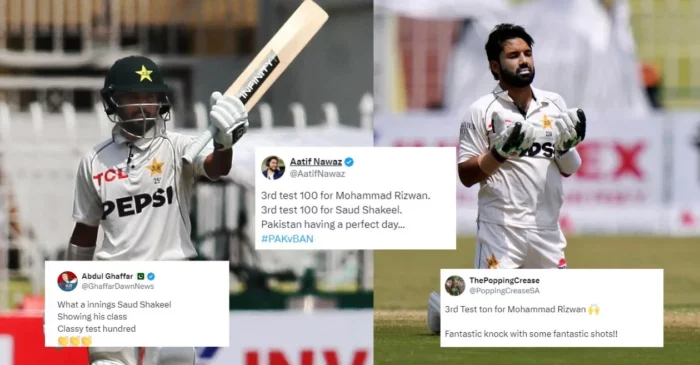 Netizens react as Saud Shakeel, Mohammad Rizwan dazzle Rawalpindi stadium with superb centuries on Day 2 of PAK vs BAN 1st Test