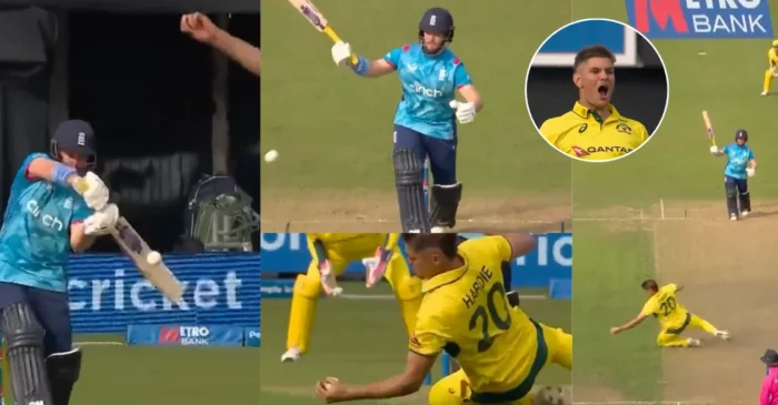 ENG vs AUS [WATCH]: Aaron Hardie pulls off a stunning caught-and-bowled to dismiss Ben Duckett in the second ODI