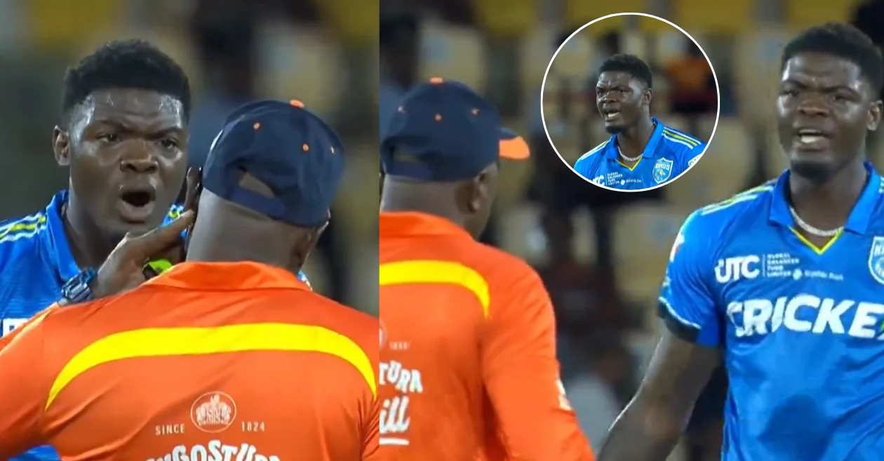 WATCH: Alzarri Joseph engages in heated argument with umpire during thrilling clash between Saint Lucia Kings and Trinbago Knight Riders in CPL 2024