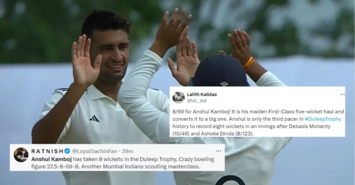 Fans go wild as Anshul Kamboj destroys India B with 8-wicket haul in the Duleep Trophy 2024