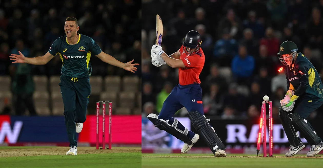 WATCH: Josh Hazlewood’s cunning delivery sees off Liam Livingstone in ENG vs AUS 1st T20I