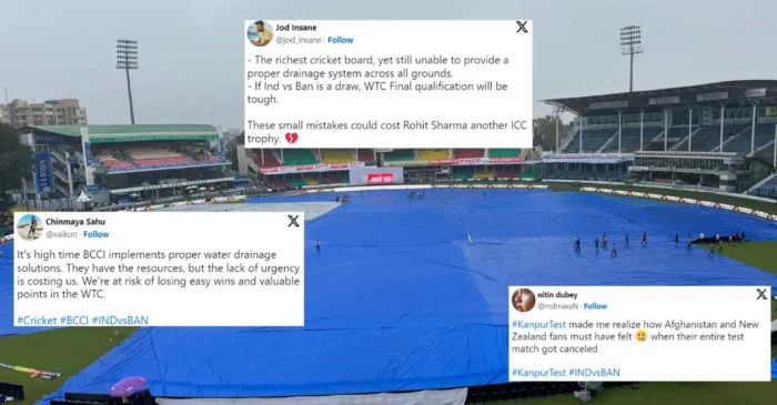 Fans react as Day 2 of the 2nd Test between India and Bangladesh called off due to rain