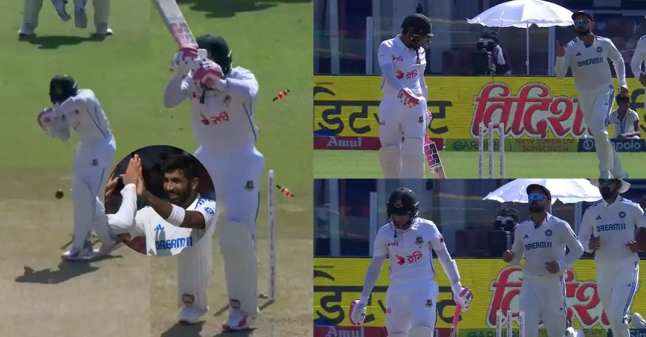 IND vs BAN [WATCH]: Virat Kohli celebrates as Jasprit Bumrah cleans up Mushfiqur Rahim on Day 4 of the Kanpur Test