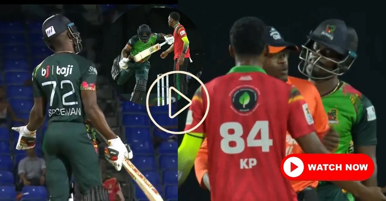 Keemo Paul and Andre Fletcher clash during CPL 2024