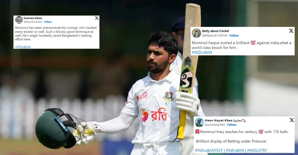 Fans go wild as Mominul Haque shines with century in IND vs BAN Test