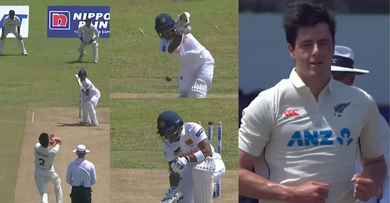 SL vs NZ [WATCH]: William O’Rourke rattles Pathum Nissanka’s stumps with an inswinging yorker on Day 1 of first Test