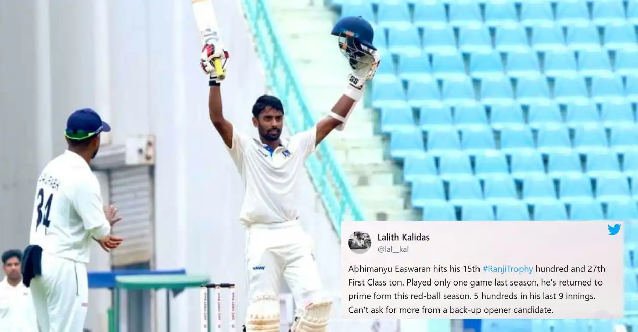 Fans call for Abhimanyu Easwaran’s inclusion in BGT 2024-25 squad after stellar Ranji Trophy century