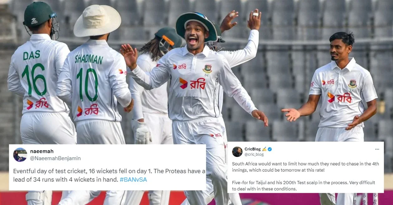 
Taijul Islam shines with brilliant 5-wicket haul against South Africa
Bangladesh fights back with Taijul Islam’s heroics on Day 1
Twitter applauds Taijul Islam’s stunning performance against Proteas
Bangladesh bounce back thanks to Taijul Islam’s fifer
South Africa’s bowling attack impresses but Taijul Islam steals the show
