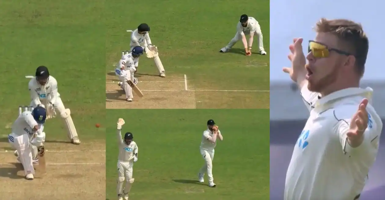 WATCH: Daryl Mitchell takes a sharp catch to dismiss Yashasvi Jaiswal on Day 2 of Pune Test