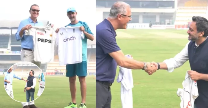 WATCH: PCB and ECB officials shows the ‘Spirit of Cricket’ by exchanging jerseys during the Multan Test