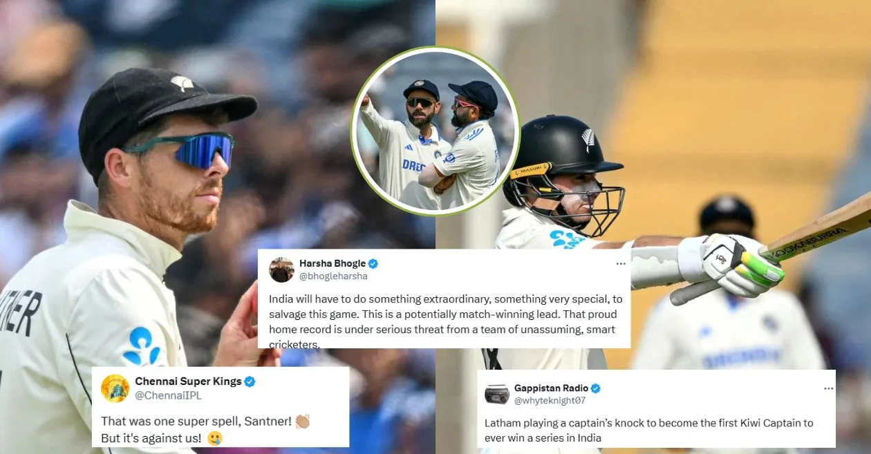 Twitter reactions: Mitchell Santner, Tom Latham put New Zealand in control against India on Day 2 of second Test