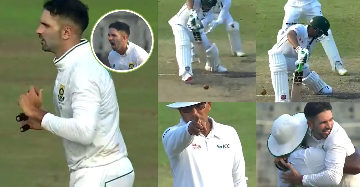 BAN vs SA [WATCH]: Keshav Maharaj webs spin around Najimul Hossain Shanto on Day 2 of the first Test