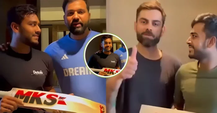 WATCH: Virat Kohli thanks Mehidy Hasan Miraz in Bengali for the gifted bat, Rohit Sharma follows up with a special message