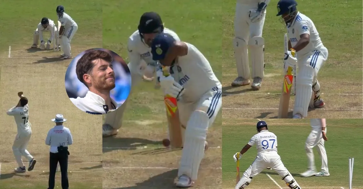 WATCH: Mitchell Santner’s Stunning Delivery to Dismiss Sarfaraz Khan at Pune Test