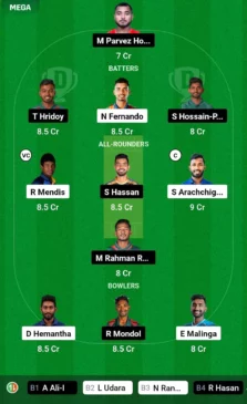 SL-A vs BN-A Dream11 Team for today's match (October 22, 0130 pm GMT)