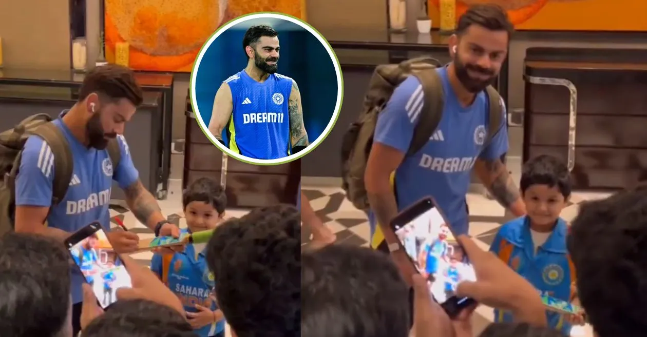 WATCH: Virat Kohli presents a signed bat to a little fan in Pune