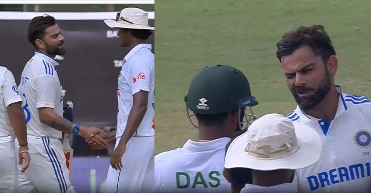 India captain Virat Kohli was caught on camera playfully winking at Bangladesh wicketkeeper Litton Das after his team’s emphatic win in the Kanpur Test.