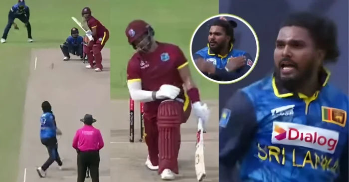 WATCH: Wanindu Hasaranga roars in celebration after removing Brandon King in the 1st ODI | SL vs WI