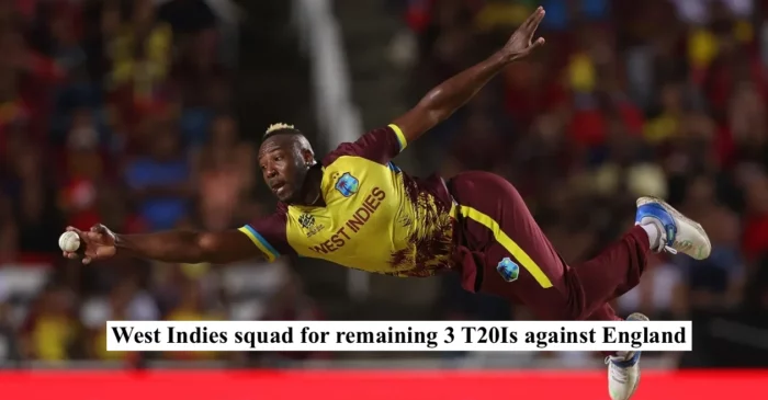 Andre Russell out as West Indies announce squad for remaining 3 T20Is against England