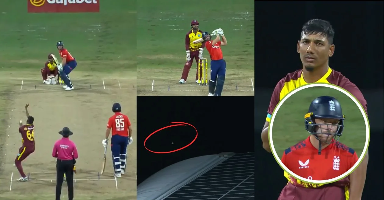 WI vs ENG [WATCH]: Jos Buttler clears Kensington Oval with a monstrous 115 mt six in the 2nd T20I