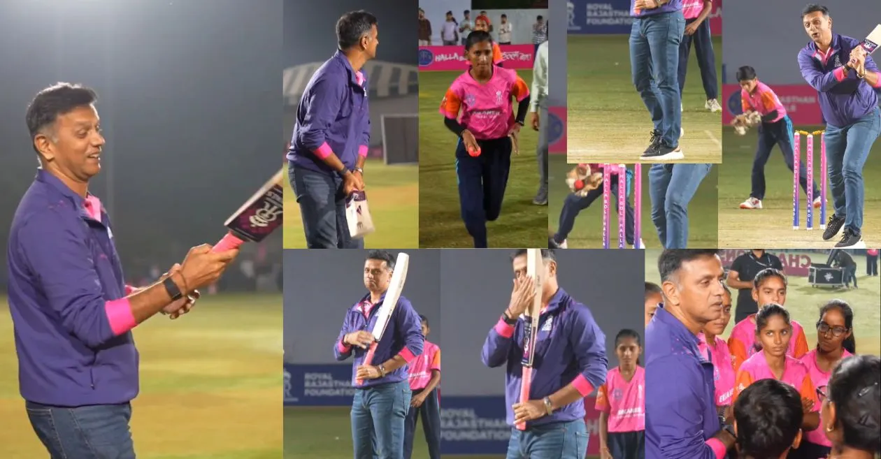 WATCH: Rahul Dravid gets stunned by young girls’ bowling at a Rajasthan Royals event