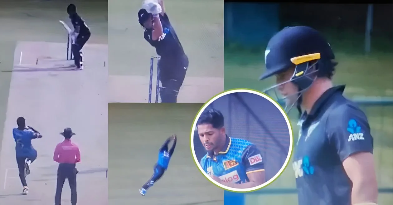 SL vs NZ [WATCH]: Charith Asalanka pulls off a jaw-dropping flying catch to dismiss Tim Robinson in the 3rd ODI