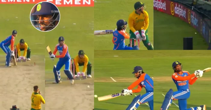 SA vs IND [WATCH]: Tilak Varma hits a spectacular reverse sweep off Aiden Markram for a six in the 3rd T20I