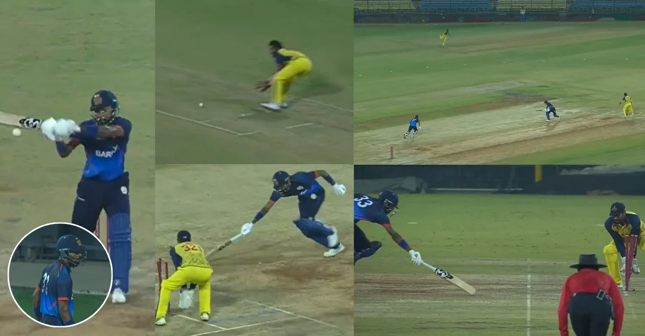 SMAT 2024 [WATCH]: Vijay Shankar hits a bullseye to run out Hardik Pandya in last ball thriller between Baroda and Tamil Nadu