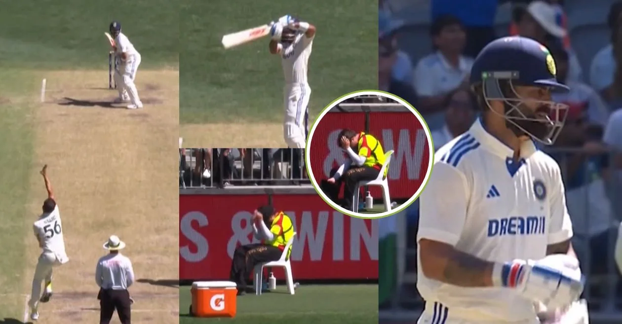 AUS vs IND [WATCH]: Virat Kohli’s powerful six hits a security guard in an unexpected incident on Day 3 of the Perth Test