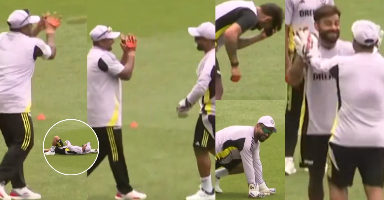 WATCH: Virat Kohli and Rishabh Pant share a laughter as Sarfaraz Khan takes an awkward catch during the fielding session in Perth