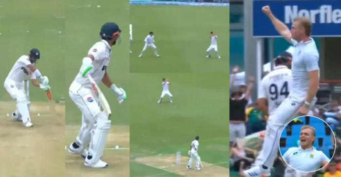 WATCH: Corbin Bosch claims Shan Masood’s wicket with the very first ball of his Test career on Day 1 of SA vs PAK 1st Test