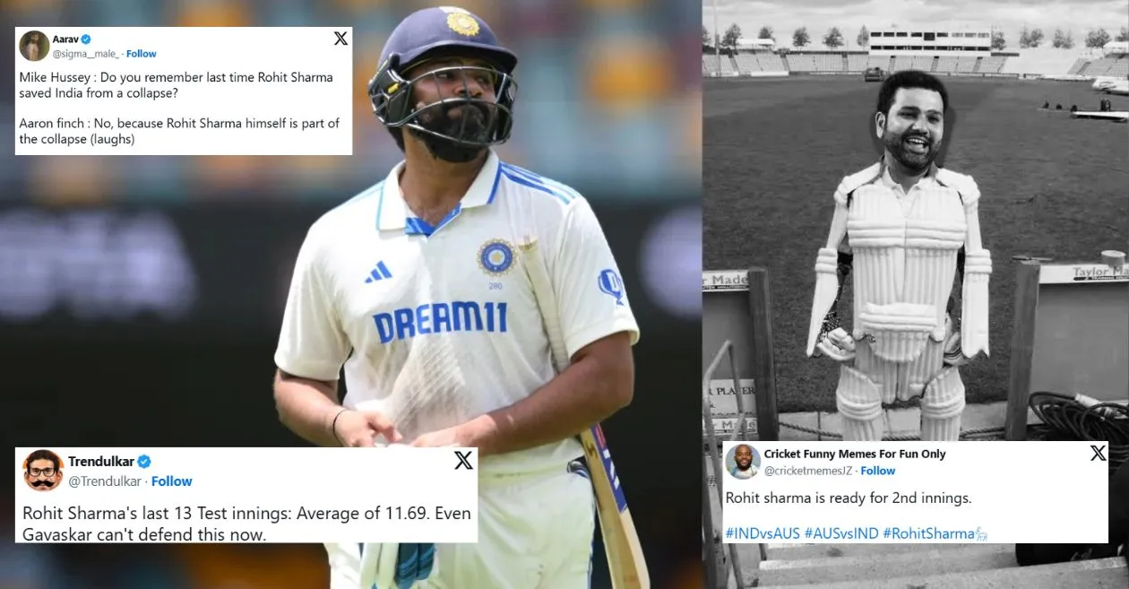 AUS vs IND: Fans mercilessly troll Rohit Sharma for another failure with the bat in the Brisbane Test