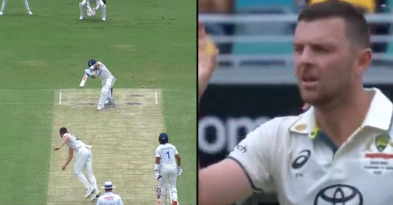 WATCH: Virat Kohli departs once again, edging a delivery outside the off-stump as Josh Hazlewood celebrates – AUS vs IND, 3rd Test