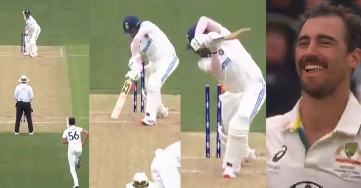 AUS vs IND [WATCH]: Mitchell Starc’s bowls a thunderbolt yorker to dismiss Harshit Rana on Day 1 of the Adelaide Test