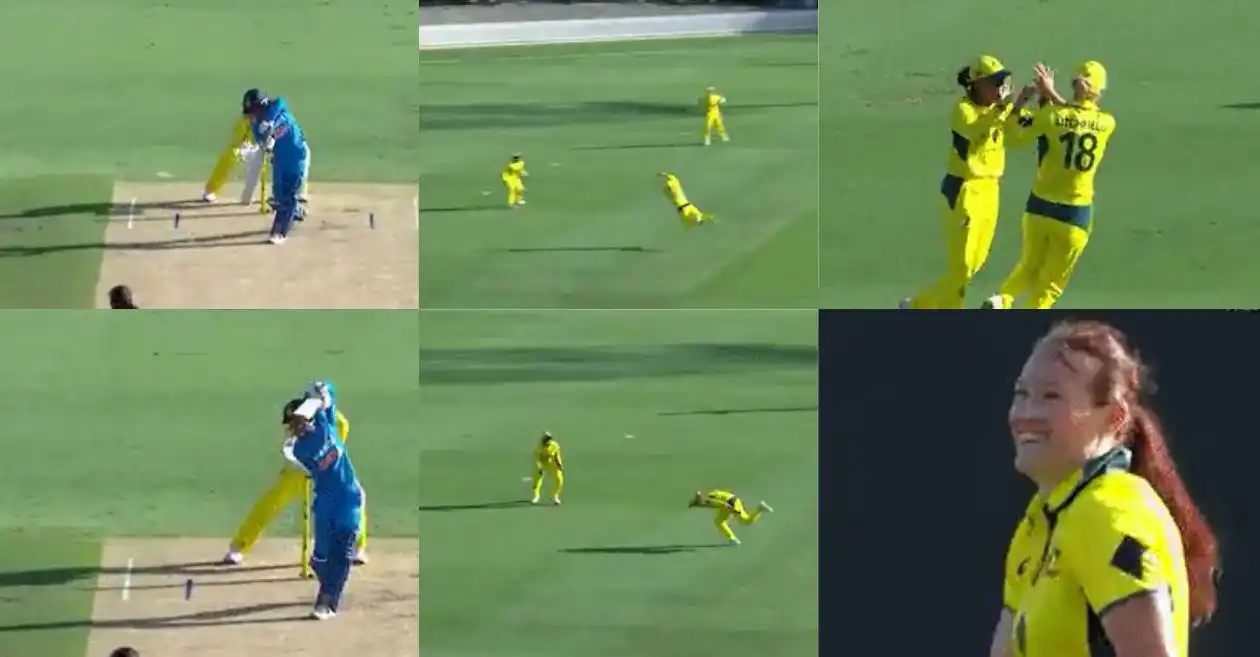 AUS vs IND [WATCH]: Phoebe Litchfield plucks a screamer to dismiss Saima Thakor in first Women’s ODI