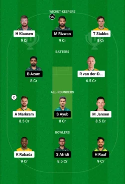 SA vs PAK Dream11 Team for today's match