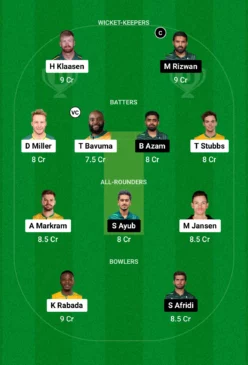 SA vs PAK Dream11 Team for today's match 