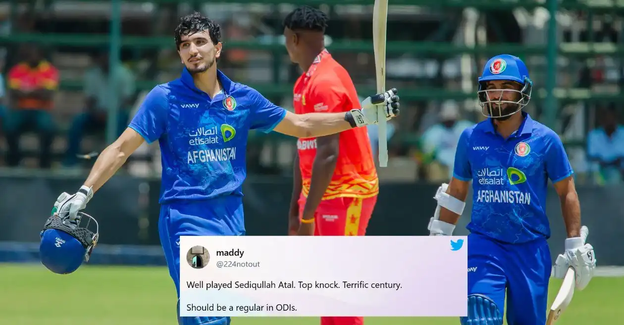 Twitter reactions: Sediqullah Atal sizzles with a magnificent maiden ton in the ZIM vs AFG 2nd ODI