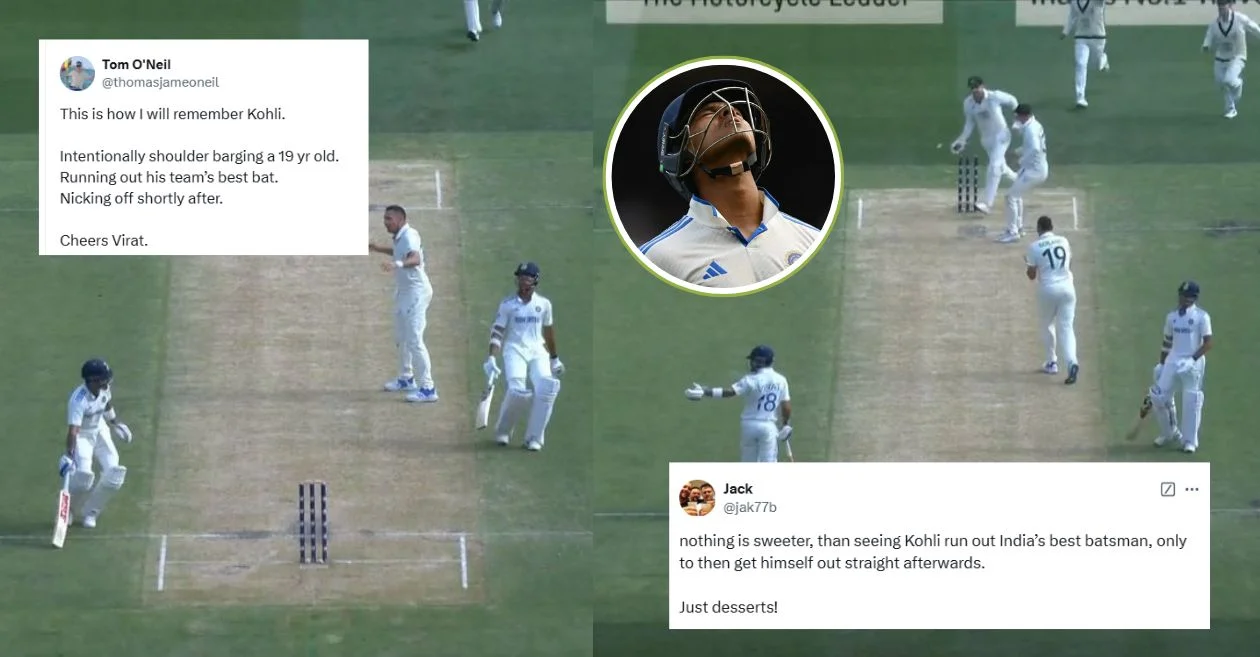 AUS vs IND: Fans mercilessly roast Virat Kohli after Yashasvi Jaiswal’s unfortunate run-out on Day 2 of the Melbourne Test