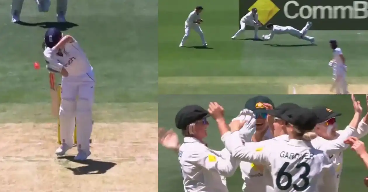 WATCH: Beth Mooney plucks a stunner to dismiss Maia Bouchier on Day 1 of the Pink-Ball Test | Women’s Ashes 2025