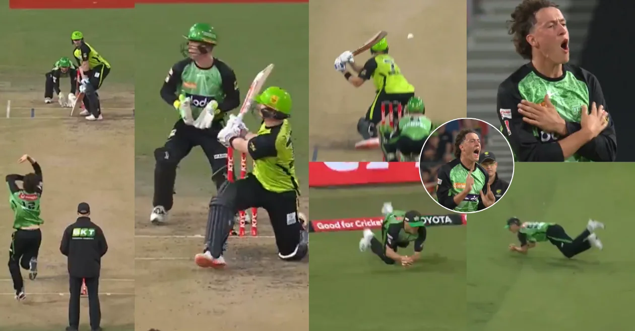 WATCH: Doug Warren’s ice-cold celebration after dismissing Sam Billings in the Eliminator of BBL|14