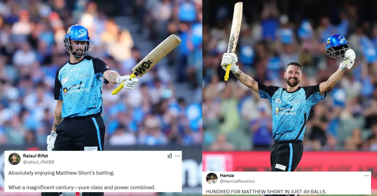 Fans go gaga over Matthew Short’s record-breaking ton against Brisbane Heat at Adelaide Oval in BBL|14