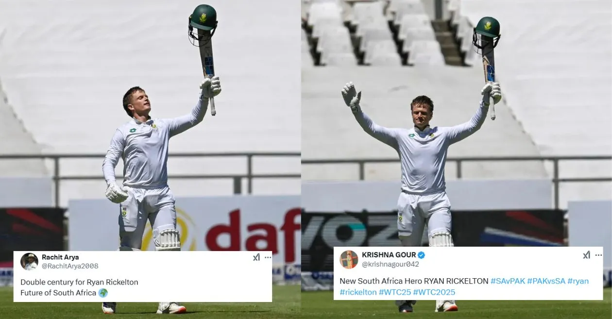 Fans go wild as Ryan Rickelton smashes a stunning double ton against Pakistan on Day 2 of the Cape Town Test