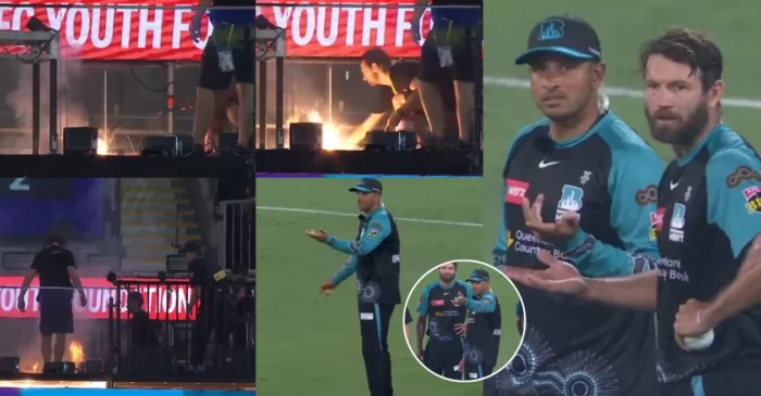 WATCH: Fire disrupts Big Bash League clash between Brisbane Heat and Hobart Hurricanes