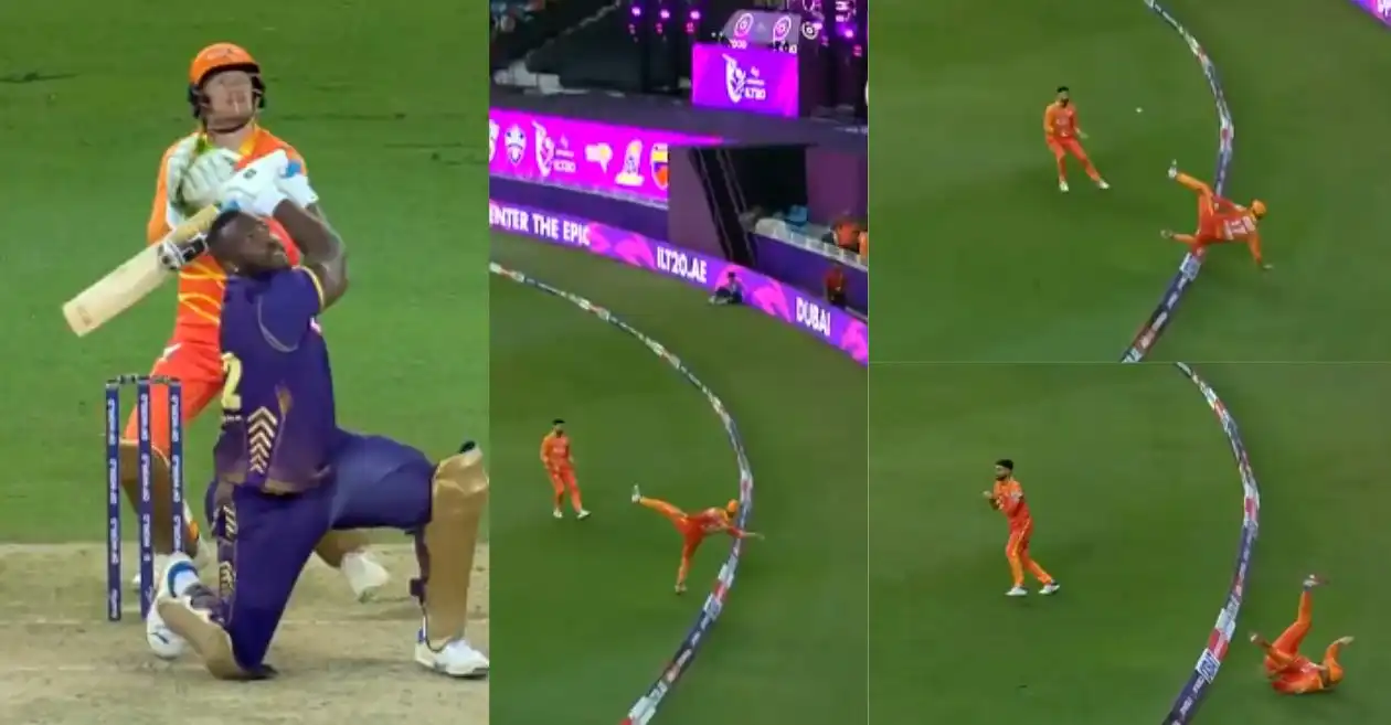 WATCH: Gerhard Erasmus and Ibrahim Zadran combine for stunning catch to dismiss Andre Russell in ILT20 2025