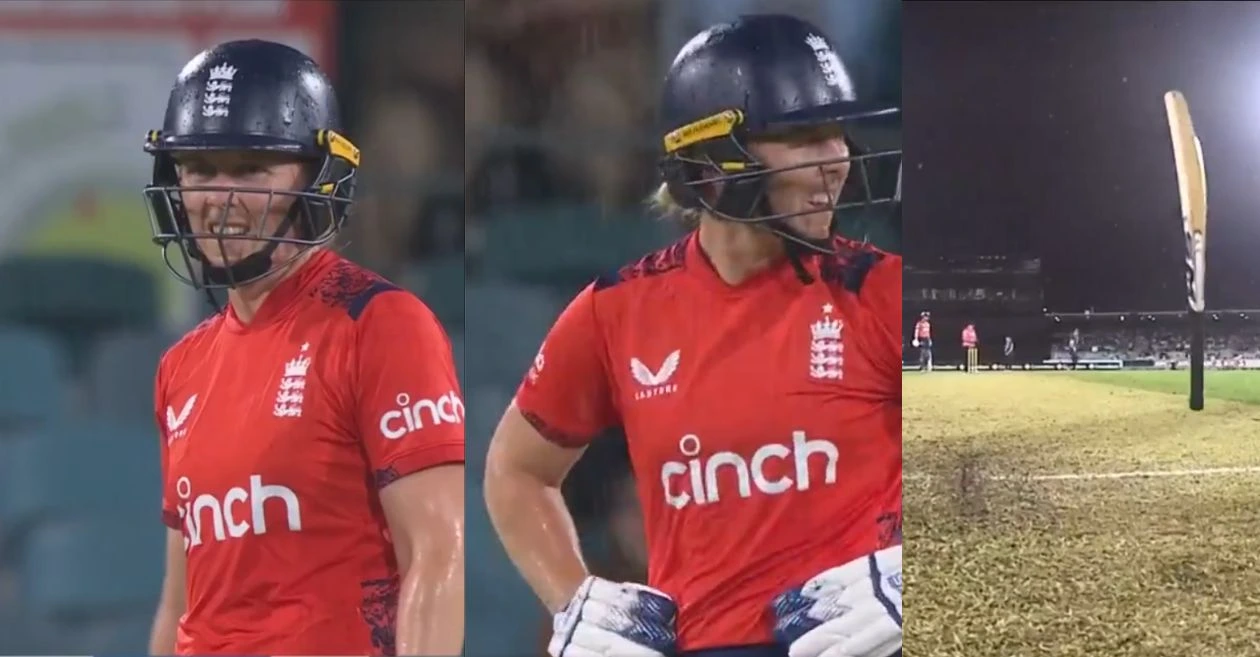 Women’s Ashes 2025 [WATCH]: Heather Knight throws her bat in frustration after umpires stopped play in the final over during AUS vs ENG 2nd T20I