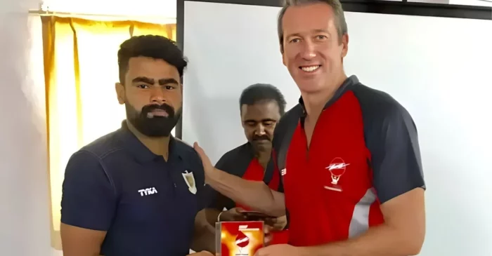 Himanshu Sangwan with Glenn McGrath