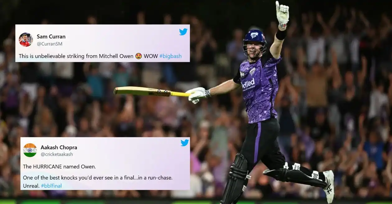 Fans erupt as Mitchell Owen’s blazing ton powers Hobart Hurricanes to title win in BBL|14 final against Sydney Thunder