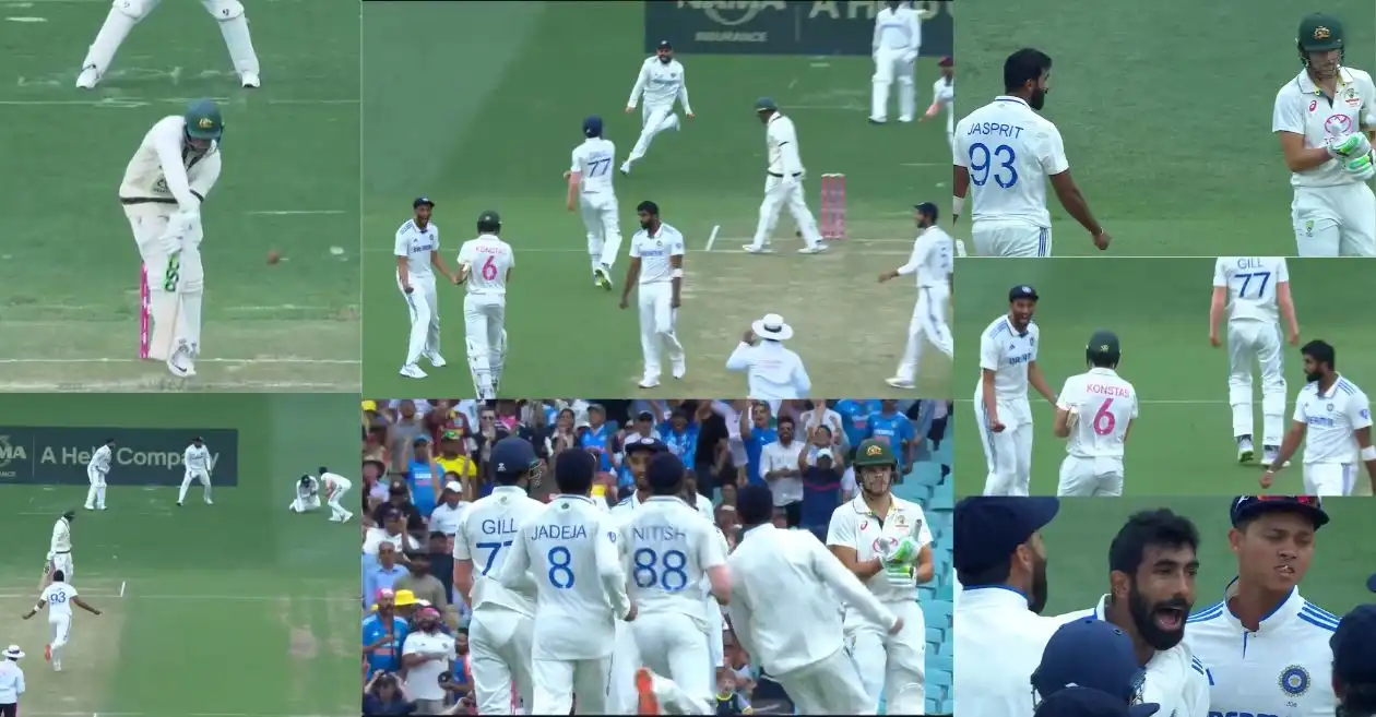 WATCH: Indian players celebrate in front of Sam Konstas after Usman Khawaja’s dismissal on final ball of Day 1 in 5th Test – AUS vs IND