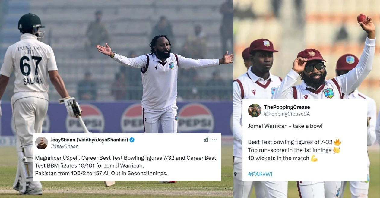 PAK vs WI: Fans go wild as Jomel Warrican’s 7/32 masterfully destroys Pakistan on Day 3 of the first Test